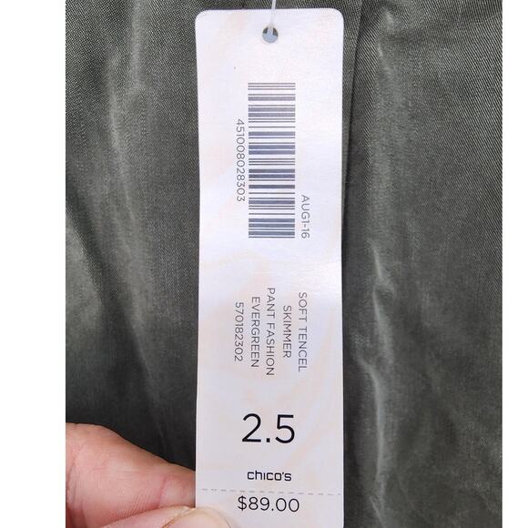 New NWT Chico's Soft Tencel Skimmer Pant In Evergreen Size 2.5 The Ultimate Fit - Picture 12 of 13